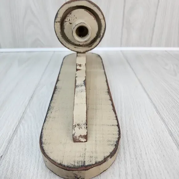 Homemade 15" Privative Wall Sconce Wood Taper Candle Gray Distressed Farmhouse - Picture 4 of 8